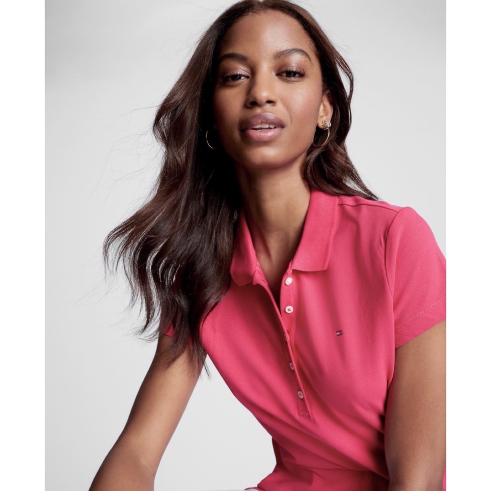TOMMY HILFIGER • Bubblegum Pink Short Sleeve Polo Shirt, XS - Picture 16 of 16